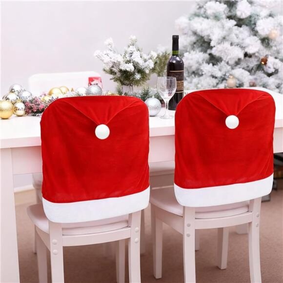 Set of 4 Kitchen Christmas Chair Covers for Dining Chairs Decoración, - Picture 4 of 8